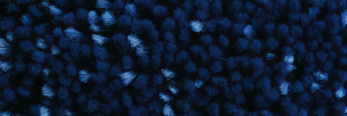 Poster - Navy blue dense berber carpet showcasing tightly looped pile and subtle texture details
