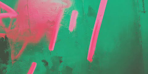 Poster - Vibrant neon green wall with bold graffiti art and bright grunge textures