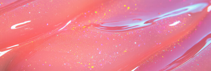 Aufkleber - Bright and reflective neon holographic pink gel with shifting colors and textures