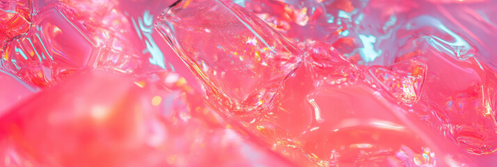 Poster - Neon pink liquid gel shining brightly with high reflectivity in a vibrant display