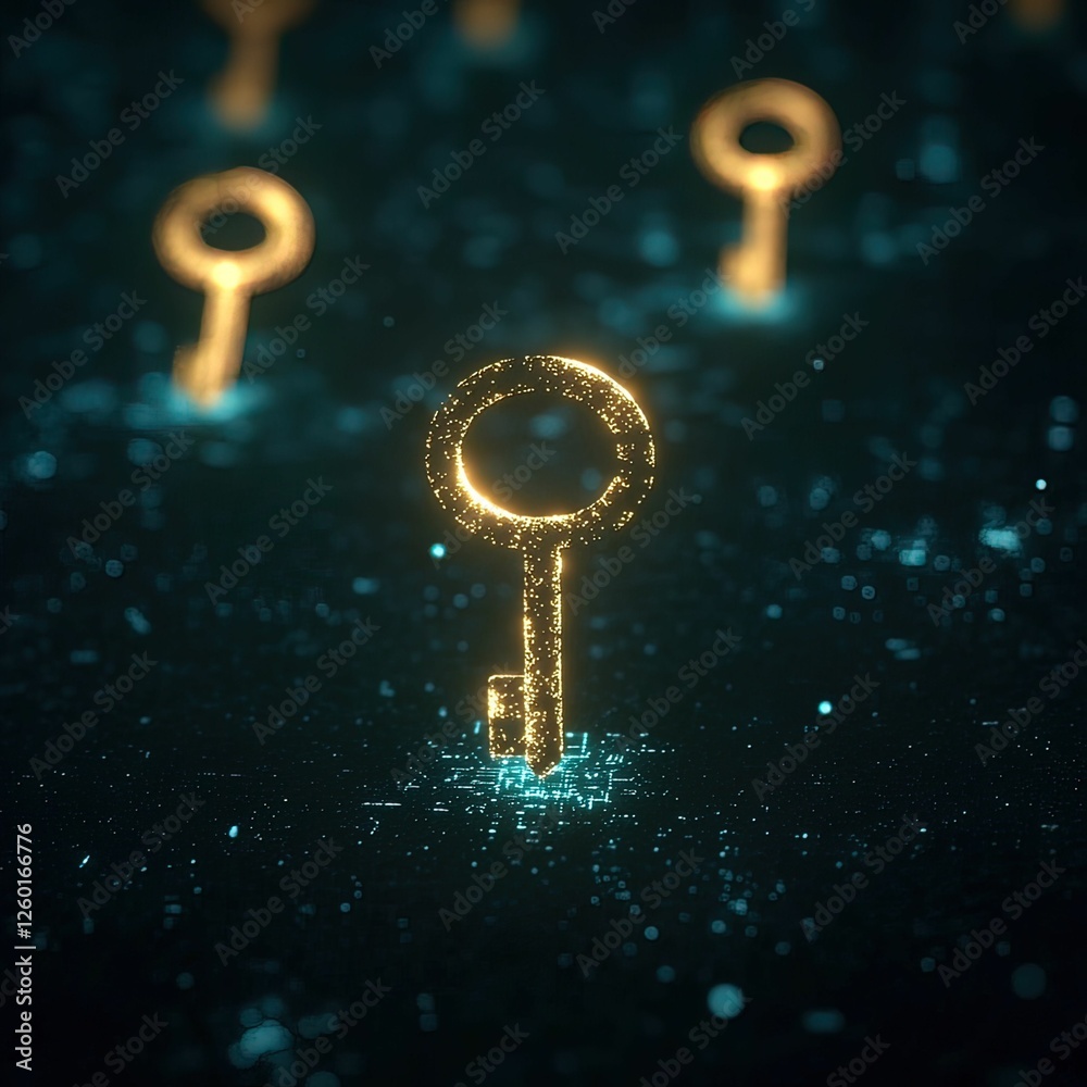Unlocking potential glowing keys illuminate secrets in a digital realm ...