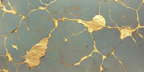 Poster - Old gold wall texture with cracks and light grunge details showcasing rustic elegance