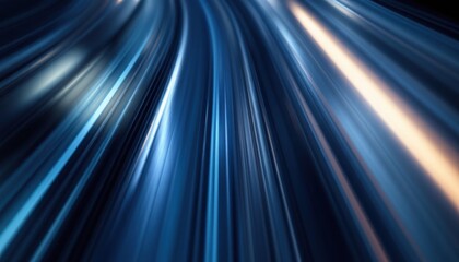 Poster - Dynamic blue light trails in motion blur