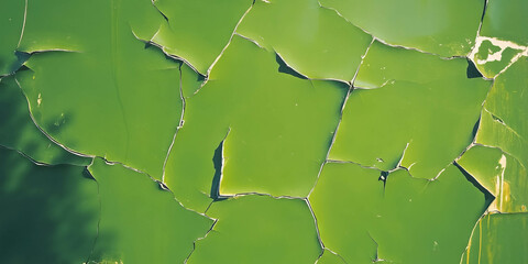 Poster - Olive green wall with cracked texture and light grunge details enhances visual interest