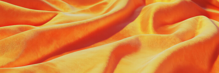 Poster - Elegant orange velvet tablecloth showcasing plush texture with deep pile fabric detail
