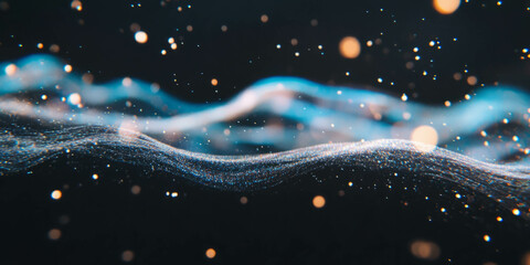 Poster - Organic bokeh shapes with flowing lines and soft shimmer on a black background
