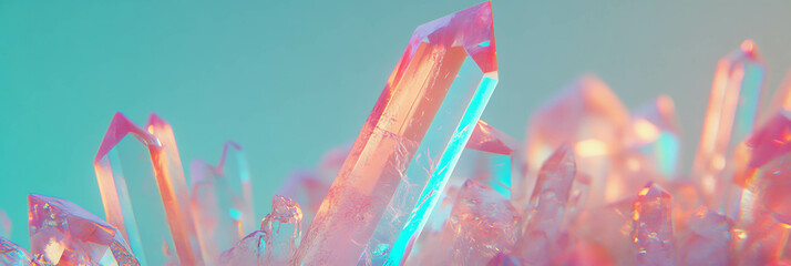 Poster - Beautiful organic crystal flares with flowing lines and soft blended colors on display