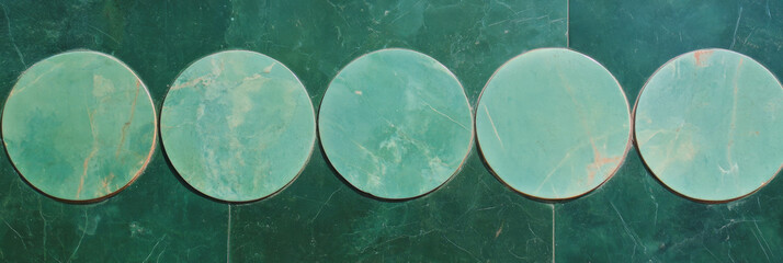 Poster - Overlapping circle and square pattern with muted greens and smooth surface design