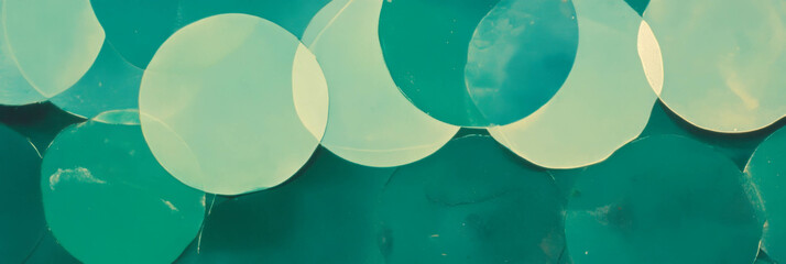 Poster - Overlapping circles pattern featuring soft greens with a smooth glazed finish
