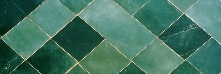 Poster - Elegant overlapping diamond pattern in muted greens with a smooth glazed surface