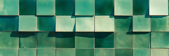 Poster - Overlapping square pattern showcasing muted greens on a smooth glazed surface