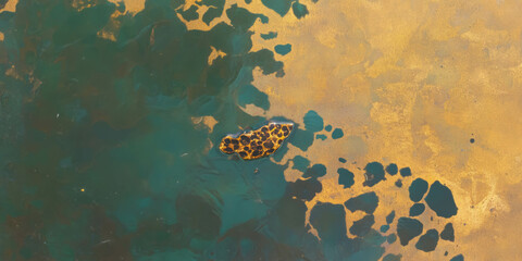 Poster - Textures of oxidized gold wall with stained and grunge surface revealing abstract patterns