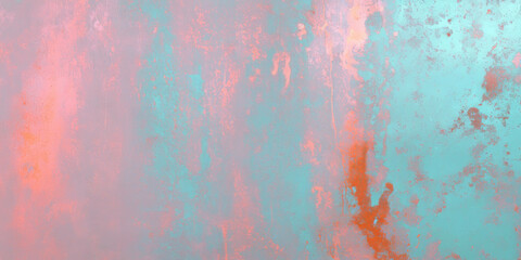 Poster - Texture of an oxidized silver wall showcasing rough grunge and colorful stains over time