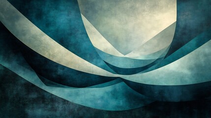 Sticker - Abstract Teal Blue Swirling Curves Soft Light Background. AI Generated