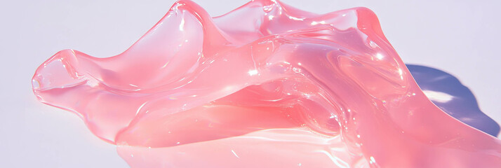 Poster - Pale pink liquid gel exhibits delicate translucency and smooth texture in natural light