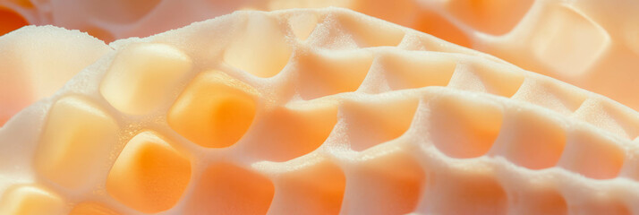 Poster - Delicate texture of pale yellow cone wafer with fine square grids and intricate details