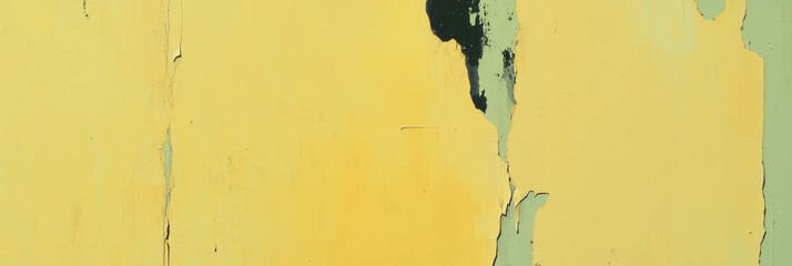Poster - Pale yellow wall texture featuring faded paint and subtle grunge details