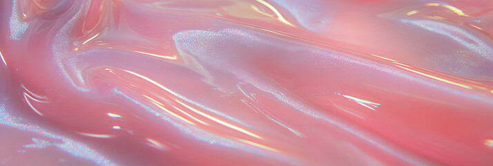 Poster - Elegant pastel pearly pink gel with smooth flow and iridescent sheen in soft light