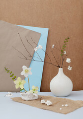 Wall Mural - still life with helleborus flowers and snowberry