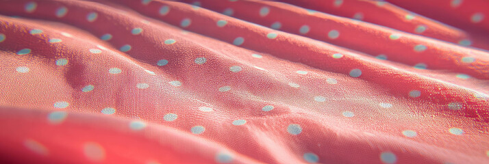 Poster - Soft pink cotton tablecloth with polka dot pattern inviting warmth and charm to any setting