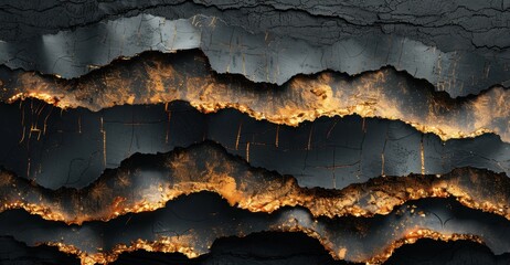 Poster - Abstract cracked texture with glowing gold highlights