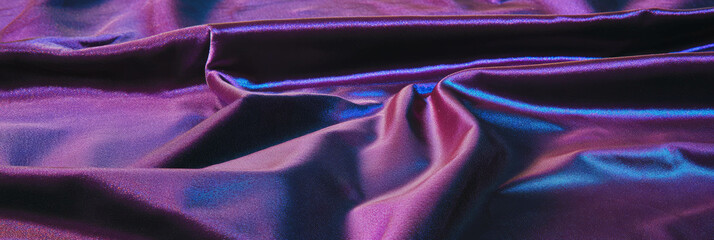 Poster - Brilliant purple satin tablecloth featuring a smooth, silky texture with deep sheen