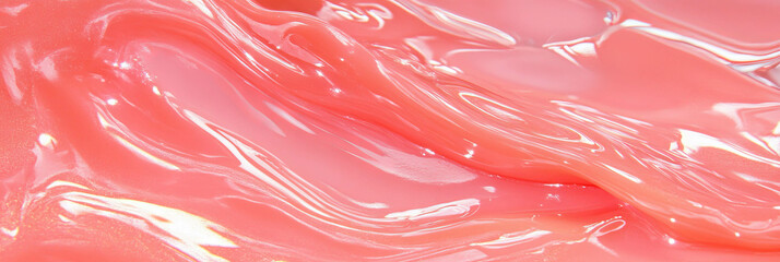 Poster - Experience the allure of glossy pink rose gel with a viscous flow and captivating light reflections