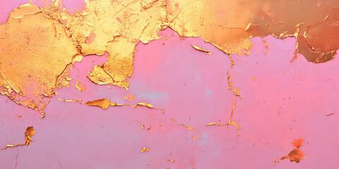 Poster - Cracked rose gold leaf wall texture with grunge details in light shade