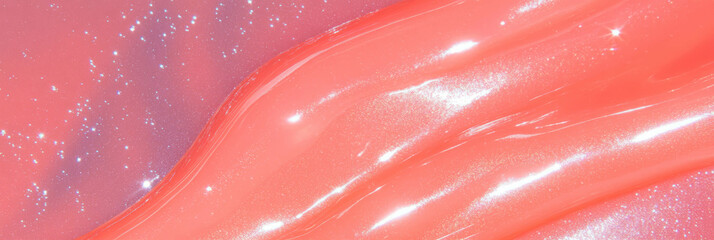 Aufkleber - Glossy pink gel texture showcasing viscous flow and vibrant reflections under light