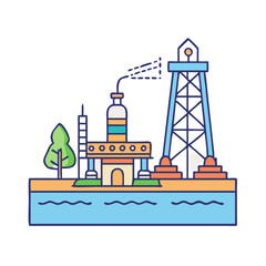 Poster - oil field icon, oil field vector illustration-simple illustration of oil field, perfect for oil field logos and icons