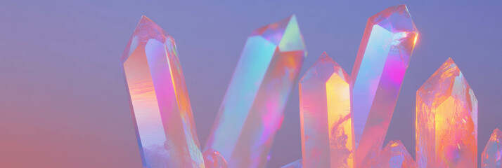 Poster - Vibrant crystal flares with rainbow spectrum and glowing texture enhance decorative display