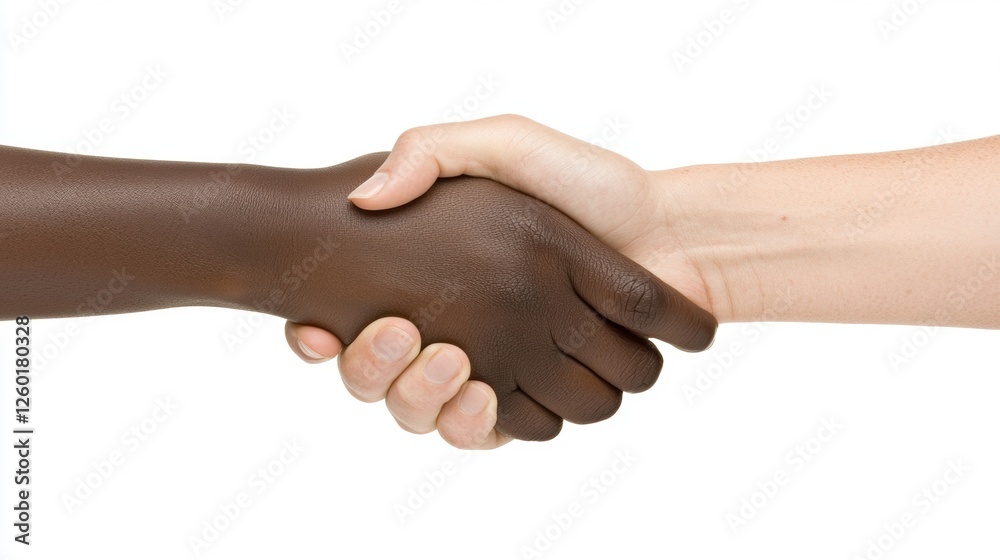 Close-Up of Two Hands Shaking in a Gesture of Friendship and Unity Representing Diversity and Cooperation