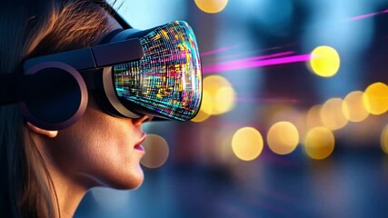 Poster - Experiencing virtual reality with vibrant visual effects in a dynamic urban environment
