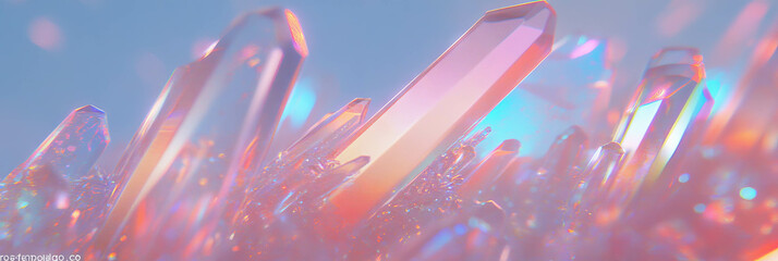 Poster - Soft crystal flares with diffused light create a pastel colored texture in a serene ambiance