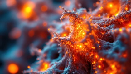 Poster - Glowing abstract organic form with vibrant orange and blue hues