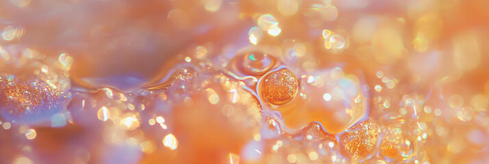 Fototapete - Soft round bokeh texture with subtle sparkles in warm golden hues