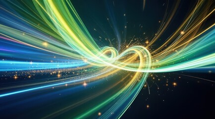 Poster - Dynamic light trails and vibrant color energy streaks with sparkling effects