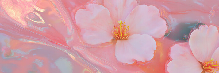 Poster - Delicate cherry blossom pattern showcasing soft pink hues and textured surface
