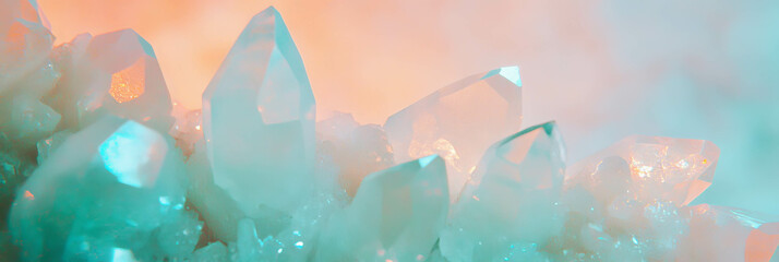 Fototapete - Soft diffused light illuminating pastel crystal textures with subtle flares