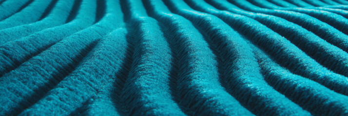 Poster - Rich teal blue ribbed carpet texture with corduroy-like patterns and shiny highlights