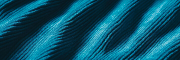 Poster - Dense ribbed teal blue carpet texture with highlights showcasing a soft, corduroy feel