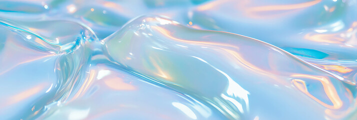 Poster - Captivating transparent gel texture with glossy ripples and light reflections on a clean background