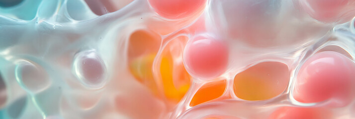 Poster - Swirling colorful liquid within transparent plastic showcases unique texture and motion