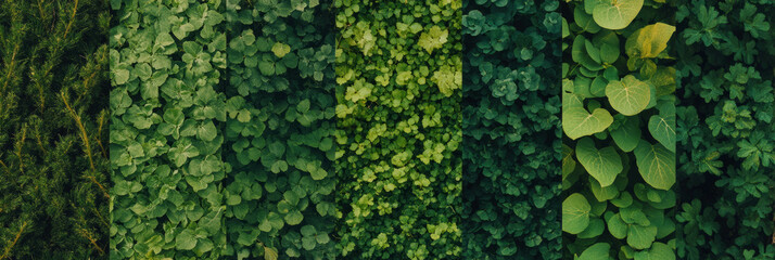 Fototapete - Varied textures of a lush meadow showcasing diverse shades of green