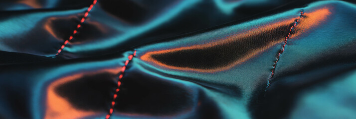 Aufkleber - Detailed texture of vinyl fabric with embossed patterns and bright contrasting stitching