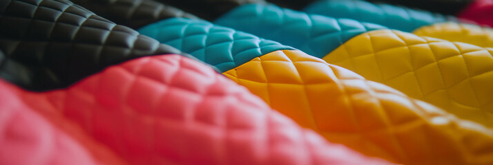 Aufkleber - Brightly colored quilted vinyl fabric texture showcasing vibrant patterns and depth
