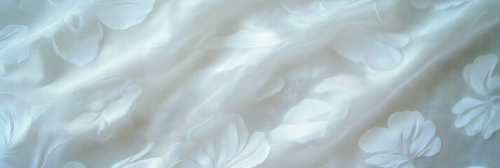 Poster - Elegant white brocade tablecloth with raised floral texture for special occasions