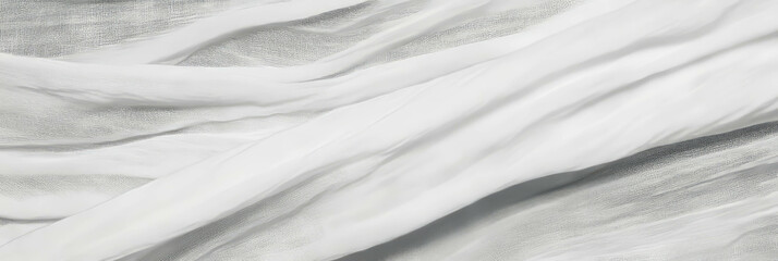 Poster - White linen tablecloth showcasing woven texture and fine stripes for elegant dining