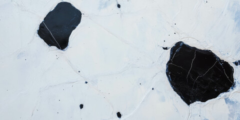 Poster - Unique texture of cracked white wall with dark grey detailing and spots
