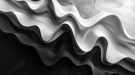 Poster - Abstract black and white wave patterns with fluid textures and dynamic curves